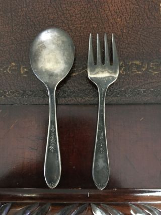 W.  M.  ROGERS STERLING SILVER BABY FORK & BABY SPOON SET 3