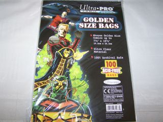 1 Pack Of 100 Ultra Pro 7 5/8 " Golden Age Comic Book Bags & Backer Boards
