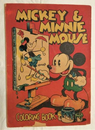1933 Mickey and Minnie Mouse Coloring Book,  No.  979,  RARE 15in x 11in,  Disney 2