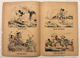 1933 Mickey and Minnie Mouse Coloring Book,  No.  979,  RARE 15in x 11in,  Disney 7