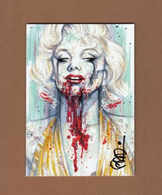 Marilyn Monroe Zombie Print 2,  Art by Scott Blair (5x7) - Comic Art 2