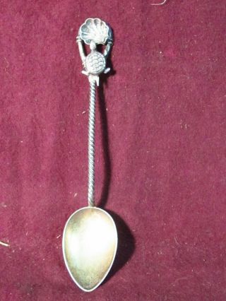 Sterling Unknown Demitasse Turtle & Shell Spoon 3 3/4 " 6g Mono D 