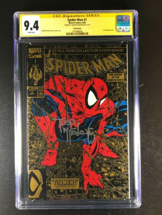 Spider - Man 1 Gold Edition Cgc 9.  4 Signed By Todd Mcfarlane