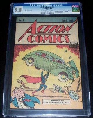 1976 Action Comics 1 Reprint Cgc 9.  8 Safeguard Promotional Issue W/labels