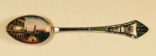 Silver Souvenir Spoon From Rio De Janeiro,  Brazil (. 800) Enameled Bowl & Handle