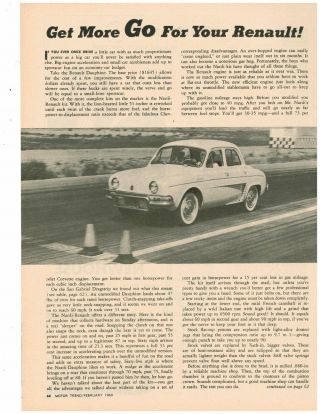1960 Renault Dauphine - Nardi Kit Vintage 3 - Page Article / Ad