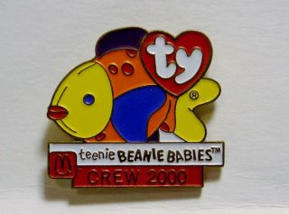 Crew 2000 Mcdonalds Ty Teenie Beanie Babies Enamel Fish Hat Pin Pushback