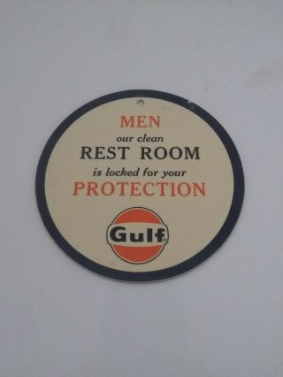 1950s - 60s GULF OIL Gas Station Restroom Key Fob Tab Sign Men 2