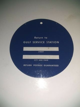 1950s - 60s GULF OIL Gas Station Restroom Key Fob Tab Sign Men 3
