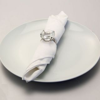 6 X Clear Crystal Gem Diamond Cut Shape Napkin Holder Ring Wedding Party Rings