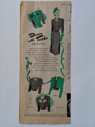 1940s Vintage Ad For Dress With Tricks - Sewing Patterns Paper Doll Clothes