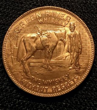 Green River Whiskey Gold Coin Token Good Luck Charm Horse