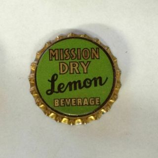 Bottle Cap Crown Mission Dry Lemon Soda Can Top Acl Label Paper Cone Flat Tin