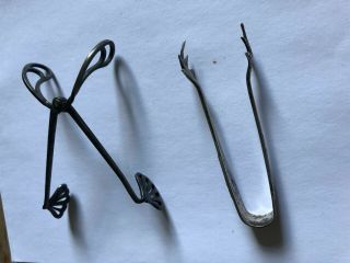 Solid Hallmarked Silver Claw Sugar Tongs,  Plated Tongs Vintage