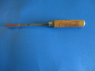 Vintage Coca Cola Ice Pick Wood Handle Advertising W/original Cover On Pick