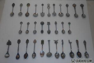 Vintage Collectible Spoons 30 - Pc Set Landmarks States Cities Many Silver Plated