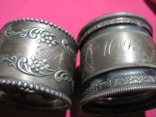 2 Antique Sterling & Silver Plate Napkin Rings - Monogrammed