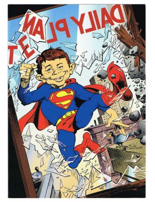 Rare Dc Comics Christmas Card 1994 Alfred E.  Neuman As Superman Mad Mort Drucker