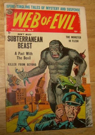 Web Of Evil Comics 9 Ace Pre - Code Horror Jack Cole Baffling Mysteries Terror