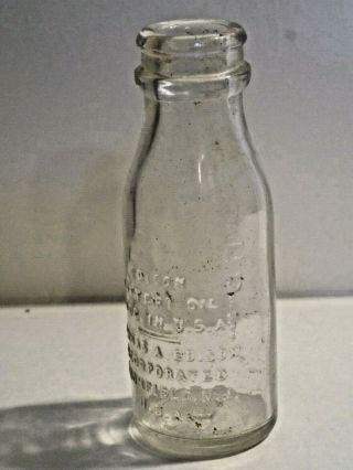 Vintage Thomas Edison Battery Oil Clear Glass Bottle 1 - 7/16 " X 4 - 1/4 "