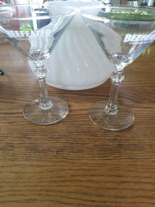 2 Beefeater Martini Glasses London Dry Gin Euc.  A1