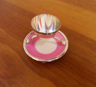 Antique Pink Paragon Star And French Brevet Silver Plated Egg Cup - 1901