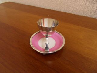 ANTIQUE PINK PARAGON STAR AND FRENCH BREVET SILVER PLATED EGG CUP - 1901 2
