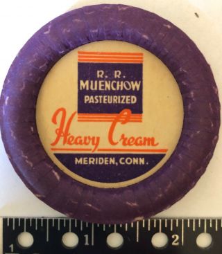 R.  R.  Muenchow - Pasteurized Heavy Cream - Meriden Conn Milk Bottle Cap