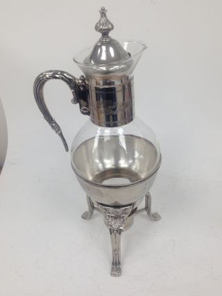 Vintage Corning Silver Plate Heatproof Coffee Tea Carafe Set Candle Warmer 210