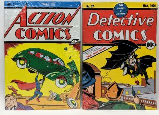 Set Of Action Comics Superman No.  1 & Detective Comics Batman No.  27 Tin Signs