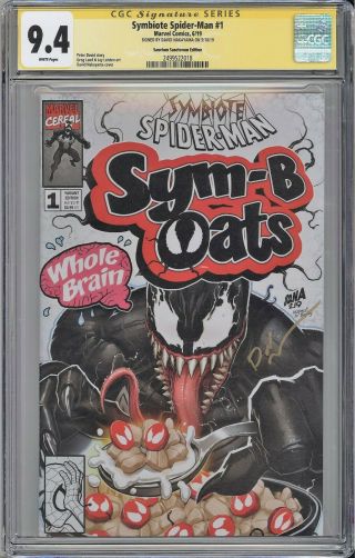 Symbiote Spider - Man 1 Cgc Ss 9.  4 David Nakayama Venom Cereal Box Variant Marvel
