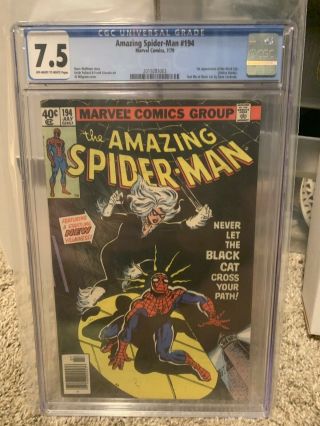 Spider - Man 194,  Cgc 7.  5,  Ow - W Pages - 1st Appearance Of The Black Cat