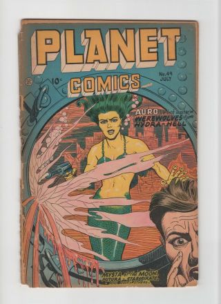 Planet Comics 49 Vintage Fiction House Horror Scifi Mermaid Cvr Golden Age 10c