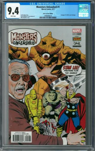 Monsters Unleashed 1 Cgc 9.  4 (mar 2017 Marvel) Mike Mayhew Stan Lee Box Variant