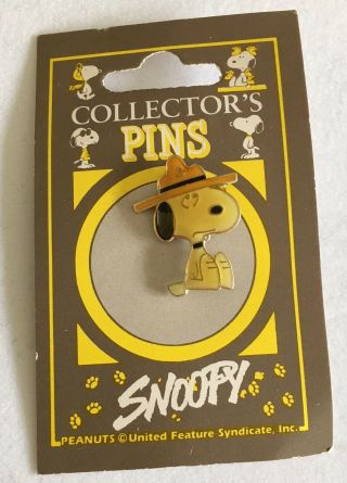 Vtg Peanuts Snoopy Pin Boy Scout Lapel Pin Carded Uk Rolling Eyes