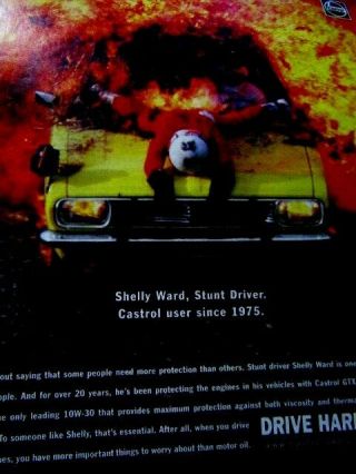 1999 Castrol Gtx Shelly Ward Stunt Driver Print Ad 8.  5 X 11 "