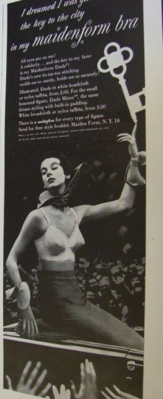 1952 Maidenform Bra I Dreamed I Was Given The Key To City Parade Photo Print Ad