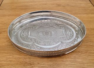 Fine Quality Chased Silver Plated Cocktail Gallery Tray By Cavalier C1930