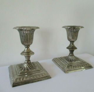 Elegant Antique 19th century Silver Plated Candle Stick Holders 4
