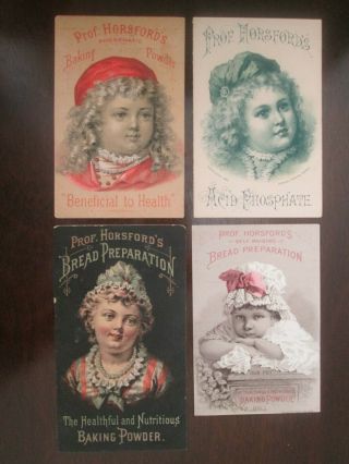 4 Different Victorian Trade Cards (one Is A Folder) For Prof.  Horsford 