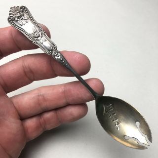 Child’s Late 1800s Early 1900s Sterling Silver Engraved Feeding Spoon Fork Roses