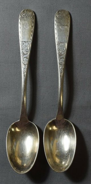 Kirk " Mayflower " Pattern Coin Silver Spoons,  Mid - 19th Century