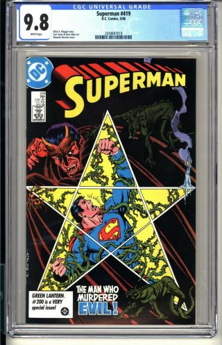 Superman 419 Cgc 9.  8 Wp Nm/mt Dc Comics 5/86 " Man Who Murdered Evil " Satan
