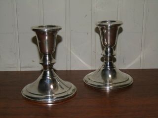2 Towle Sterling Silver Candle Stick Holders 4 1/2 " Weighted Pair Set Not Scrap