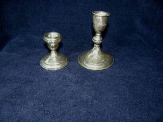 2 Sterling Silver Weighted Candle Holders - Preisner & Arrowsmith - For Scrap