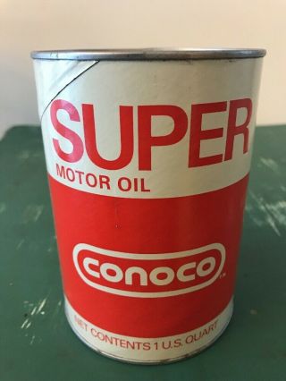 Vintage 1 Quart Conoco Motor Oil Can Full
