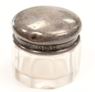 925 Sterling Silver & Glass Vintage Birmingham 1921 Cosmetic Jar - W78