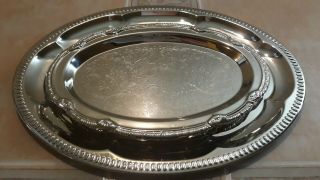 2 Silver Plated Trays 12 " & 9.  5 "