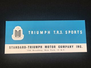 Vtg 1958 Triumph Tr3 Sports Car Advertising Sales Brochure