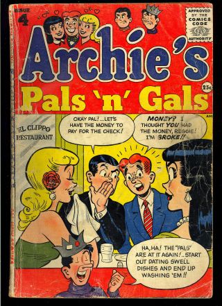Archie’s Pals ‘n’ Gals 4 Late Golden Age Giant Comic 1955 Gd